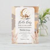 Oh Baby Half Moon Konijn Uitnodiging (Staand voorkant)