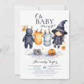 Oh Baby Halloween Herfst Oktober Heks Meisje Douch Kaart (Voorkant)
