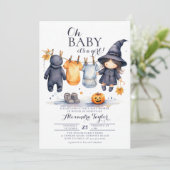 Oh Baby Halloween Herfst Oktober Heks Meisje Douch Kaart (Staand voorkant)