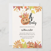 Oh Baby! Halloween Herfst Pompoen Leave Baby showe Kaart (Voorkant)