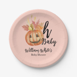 Oh Baby! Halloween Herfst Pompoen Leave Baby showe Papieren Bordje
