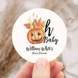 Oh Baby! Halloween Herfst pompoenblad Baby shower Ronde Sticker