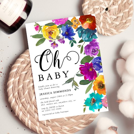 Oh Baby Helder en Vet Florals Baby shower Kaart