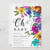 Oh Baby Helder en Vet Florals Baby shower Kaart (Voorkant)