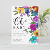 Oh Baby Helder en Vet Florals Baby shower Kaart (Staand voorkant)