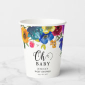 Oh Baby Helder en Vet Florals Baby shower Papieren Bekers (Achterkant)