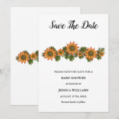 "Oh baby" Herfst Bloemen Baby shower Save The Date (Voorkant / Achterkant)