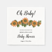 "Oh baby" Herfst Bloemen Baby shower Servet (Voorkant)