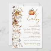 Oh Baby Herfst Floral Pumpkin Baby shower Kaart (Voorkant)
