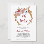 Oh Baby Herfst Floral Wreath Baby shower Kaart (Voorkant)