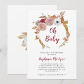 Oh Baby Herfst Floral Wreath Baby shower Kaart (Voorkant / Achterkant)