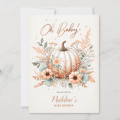 Oh Baby! Herfst Pompoen Baby shower Blush Bloemen Kaart (Voorkant)