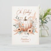 Oh Baby! Herfst Pompoen Baby shower Blush Bloemen Kaart (Staand voorkant)