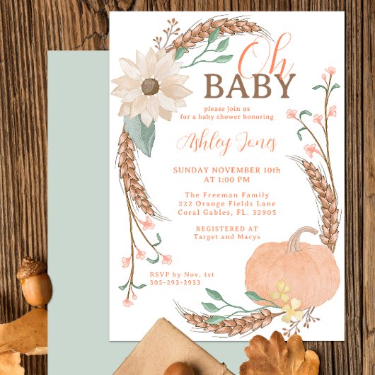 Oh Baby Herfst Pompoen Douche Uitnodigen Kaart