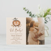 Oh Baby! Herfst pompoen herfst Baby shower foto Kaart (Staand voorkant)
