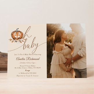 Oh Baby ! Herfst Pompoen Herfst Baby Shower Foto Kaart
