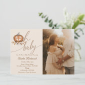 Oh Baby ! Herfst Pompoen Herfst Baby Shower Foto Kaart (Staand voorkant)