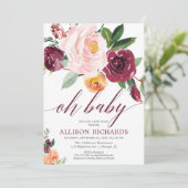 Oh baby herfst rustiek bloemenmeisje baby shower kaart (Staand voorkant)