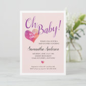Oh Baby! Het is een meisje roze Baby shower Kaart (Staand voorkant)