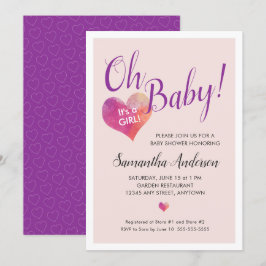 Oh Baby! Het is een meisje roze Baby shower Kaart