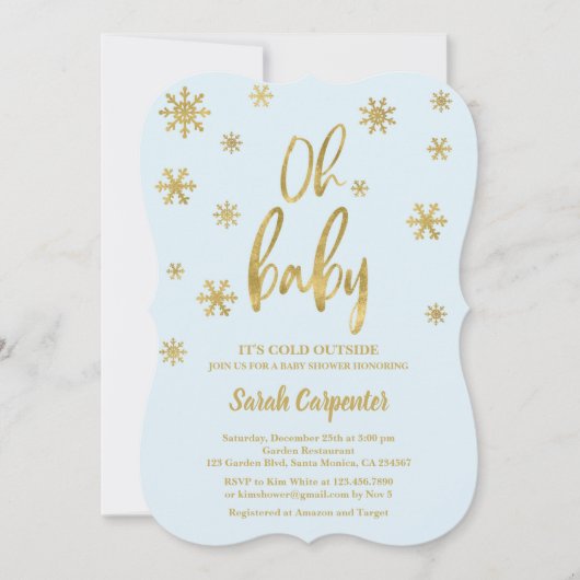 Oh Baby Het is koud buiten Baby shower jongen Kaart (Voorkant)