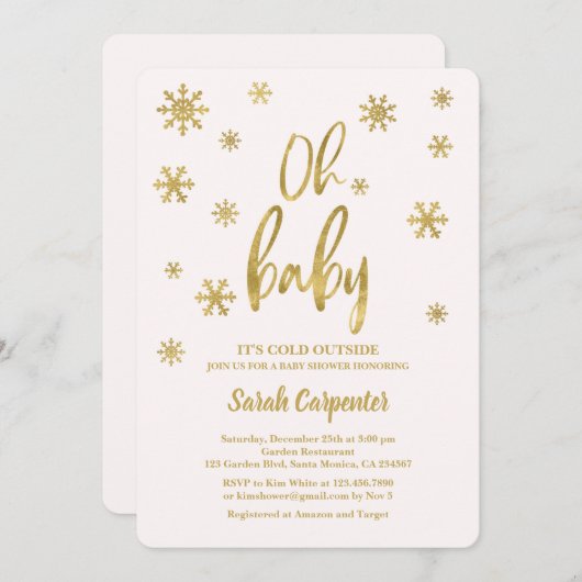 Oh Baby Het is koud buiten Baby shower meisje Kaart (Voorkant / Achterkant)