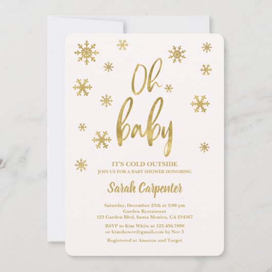 Oh Baby Het is koud buiten Baby shower meisje Kaart (Voorkant)
