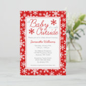 Oh Baby, het is koud buiten rood Baby shower Kaart (Staand voorkant)