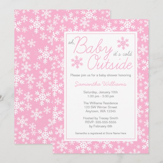 Oh Baby, het is koud buiten roze Baby shower Kaart (Voorkant / Achterkant)