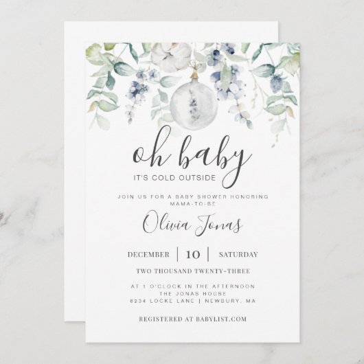 Oh Baby Het is Koude Uitnodiging Buiten Baby showe (Voorkant / Achterkant)