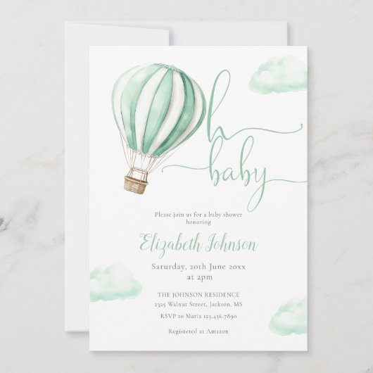 Oh Baby Hete Luchtballon Neutraal Baby shower Kaart (Voorkant)