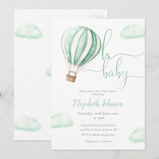 Oh Baby Hete Luchtballon Neutraal Baby shower Kaart (Voorkant / Achterkant)