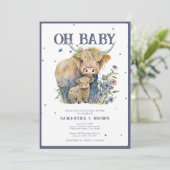 Oh Baby Highland Koe Elegant Baby shower Kaart (Staand voorkant)