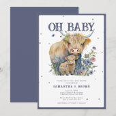 Oh Baby Highland Koe Elegant Baby shower Kaart (Voorkant / Achterkant)