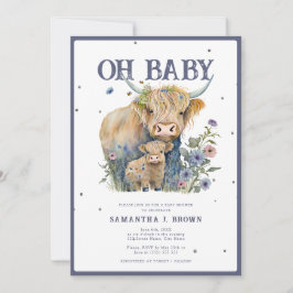 Oh Baby Highland Koe Elegant Baby shower Kaart