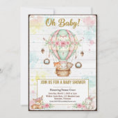 Oh Baby Hot Air Balloon Baby Shower Invitation Kaart (Voorkant)