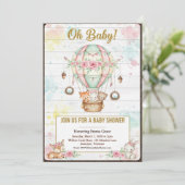 Oh Baby Hot Air Balloon Baby Shower Invitation Kaart (Staand voorkant)