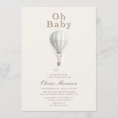 Oh Baby Hot Air Balloon Blue Boy Baby Shower Kaart (Voorkant)