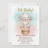 Oh Baby Hot Air Balloon Floral Invitation Kaart (Voorkant)