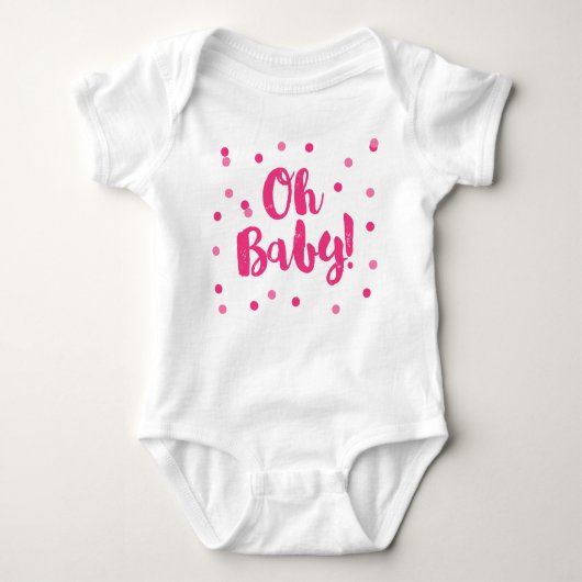 Oh Baby | Hot Pink Confetti Stippen Romper (Voorkant)