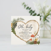 Oh Baby Hout Slice Mushroom drive-by Baby shower Kaart (Staand voorkant)