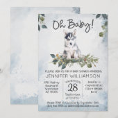 Oh Baby! Husky Waterverf Dog Baby shower Kaart (Voorkant / Achterkant)