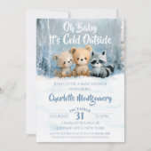 Oh Baby its cold outside Blue Baby Shower Kaart (Voorkant)