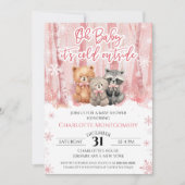 Oh Baby its cold outside Pink Baby Shower Kaart (Voorkant)