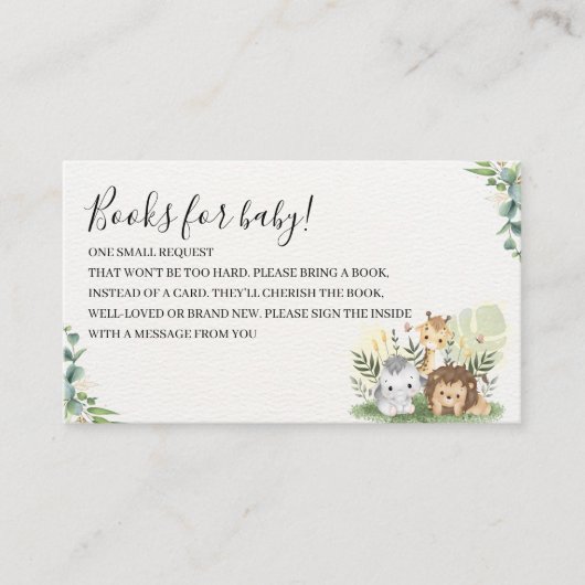Oh Baby, Jungle Animals Baby Shower Informatiekaartje (Voorkant)