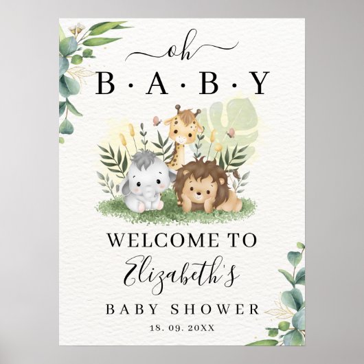 Oh Baby Jungle Baby Shower Boy Poster (Voorkant)