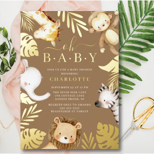 Oh Baby Jungle Baby Shower Folie Uitnodiging