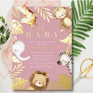 Oh Baby Jungle Baby Shower Folie Uitnodiging