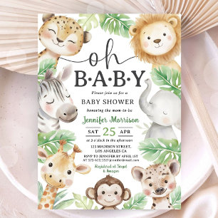 Oh Baby Jungle Baby Shower Safari Dieren Kaart