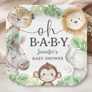 Oh Baby Jungle Baby Shower Safari Dieren  Papieren Bordje